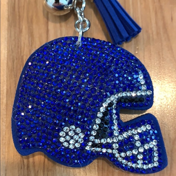 Blue/White/Black Football 🏈 Helmet Key Chain. - Picture 2 of 5